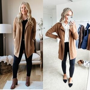 J.CREW Collarless Sweater Blazer Duster Cardigan Camel Brown size 2X